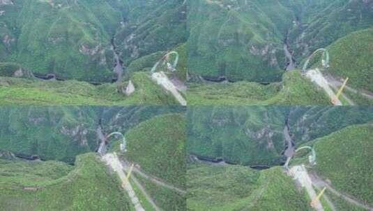 4K自然山峰喀斯特地貌山峰河流航拍视频高清在线视频素材下载
