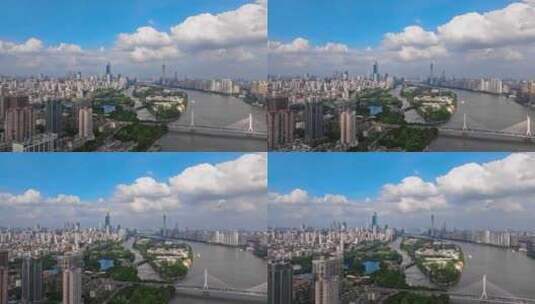 广州二沙岛珠江新城航拍高清在线视频素材下载