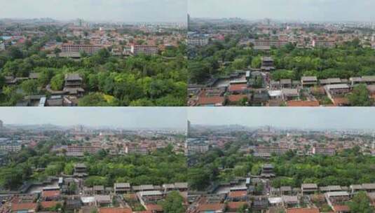 航拍山东潍坊青州古城偶园高清在线视频素材下载