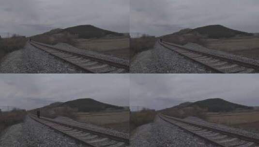 铁路铁轨高铁火车轨道实拍高清行驶火车轨道高清在线视频素材下载