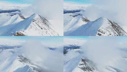 航拍冬季夹金山风景川西高原雪山景色迷人高清在线视频素材下载