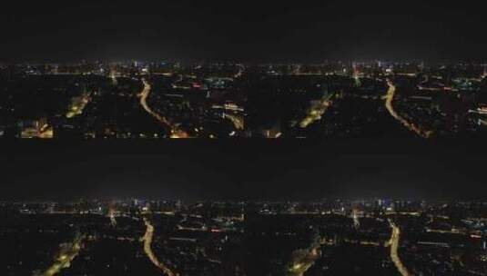 杭州城市夜幕降临夜景交通航拍高清在线视频素材下载