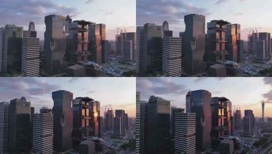 中国广东省广州市CBD中轴线建筑群高清在线视频素材下载