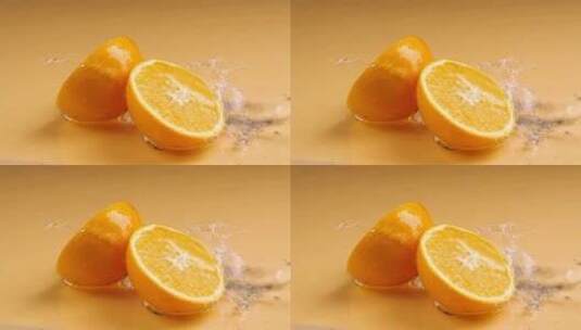 慢动作水花中的橙子高清在线视频素材下载