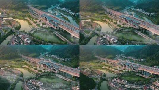 杭州景色风景航拍高铁亚运会城市宣传千岛湖高清在线视频素材下载