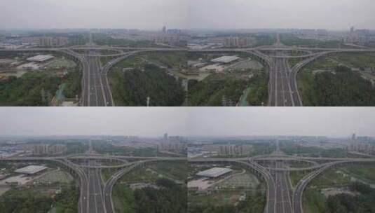 城市交通高架桥交通转盘枢纽航拍高清在线视频素材下载