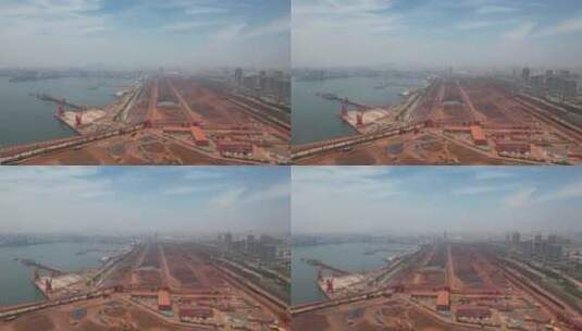 港口码头进出口贸易沙石航拍高清在线视频素材下载