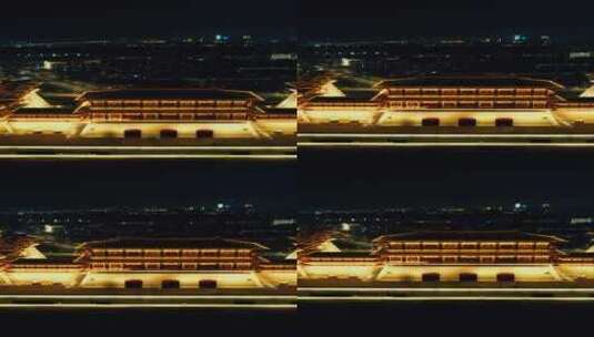 河南洛阳历史文化名城夜景灯光竖屏航拍高清在线视频素材下载