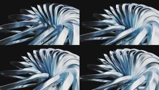 蓝色旋转的金属曲面3D渲染高清在线视频素材下载