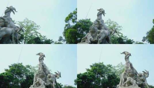 广州 地标 越秀公园 羊城 五羊雕塑高清在线视频素材下载