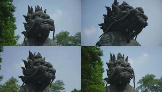 麒麟石雕雕塑4K高清在线视频素材下载