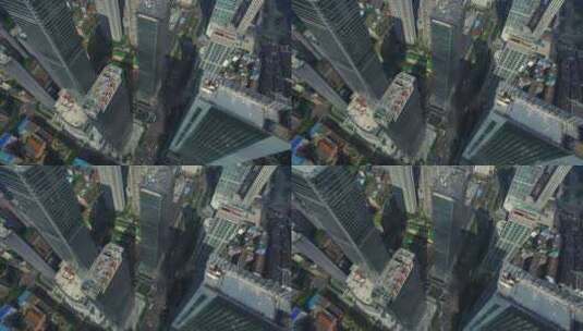 俯瞰城市中心办公区密集高楼成都东大街风景高清在线视频素材下载