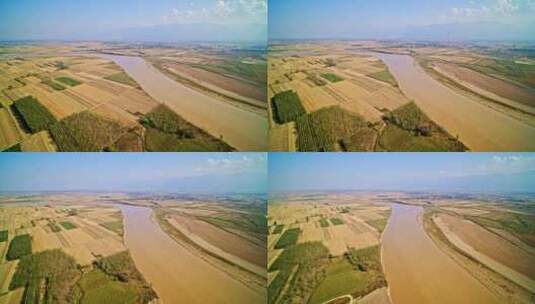 陕西关中平原渭河沿岸高清在线视频素材下载
