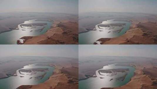 航拍沙漠河流高清在线视频素材下载