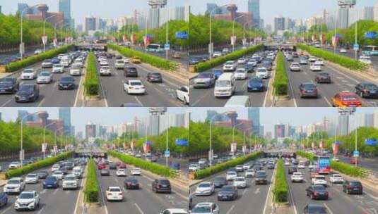 北京市车来车往繁华的车流高清在线视频素材下载