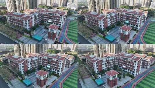 福建省漳州市闽南师范大学龙文附属小学航拍高清在线视频素材下载