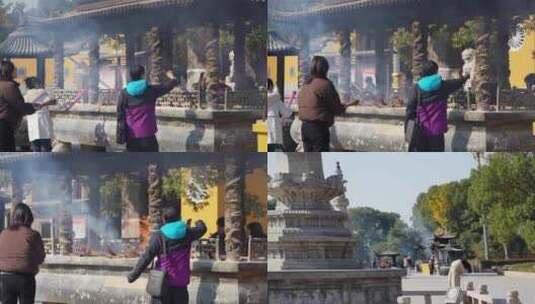 苏州重元寺寺庙 烧香拜佛高清在线视频素材下载