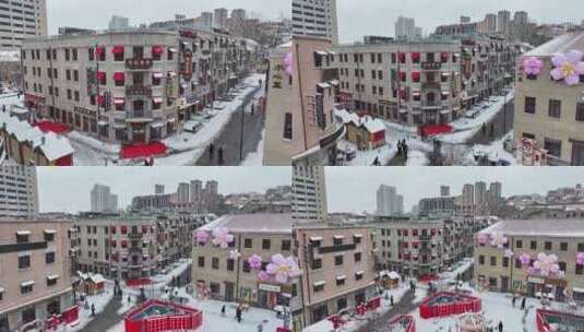 山东青岛老城区中山路栈桥上街里雪景高清在线视频素材下载