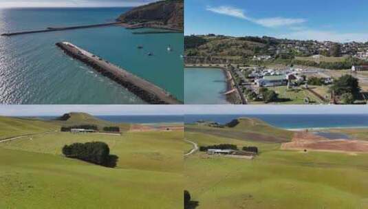 4K航拍新西兰奥玛鲁海岸风光高清在线视频素材下载