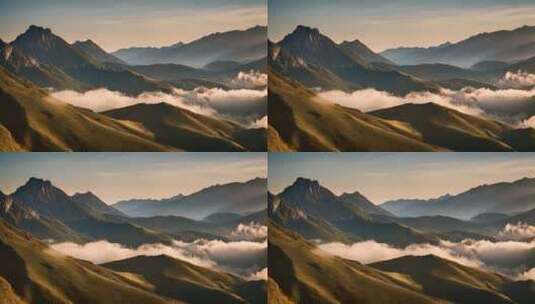 山峰阳光航拍云海日出延时雪山山脉意境风景高清在线视频素材下载