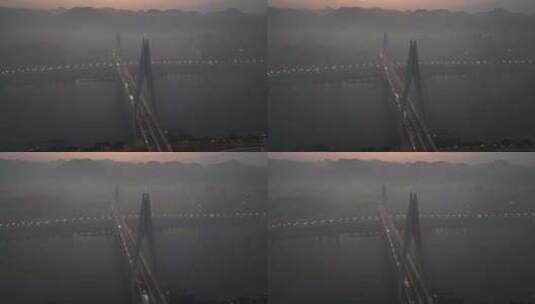航拍重庆东水门长江大桥云海日出高清在线视频素材下载