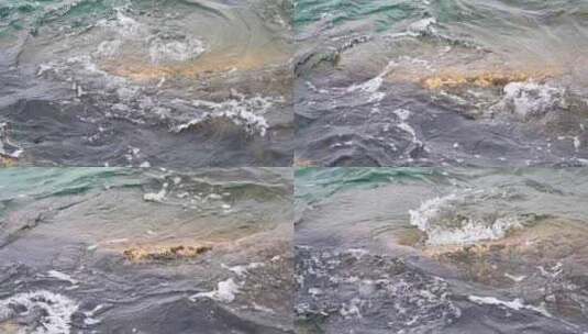 大海海浪浪花满画幅升格慢镜头特写高清在线视频素材下载