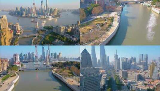 上海外滩乍浦路桥苏州河车流人流延时摄影视高清在线视频素材下载