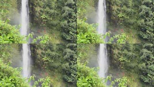 嗨，伊拉韦瀑布在夏威夷的天然雨林中形成薄高清在线视频素材下载