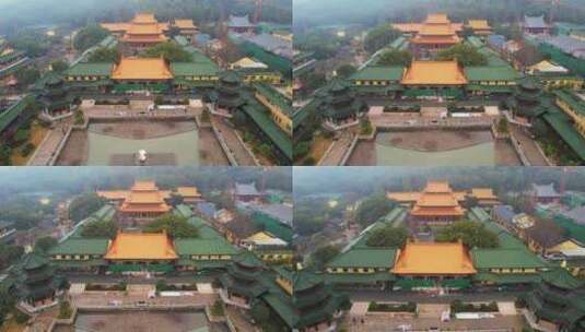 航拍江西九江旅游庐山脚下东林寺寺庙建筑群高清在线视频素材下载