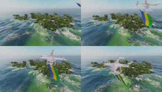 加蓬国旗用无人机飘扬高清在线视频素材下载