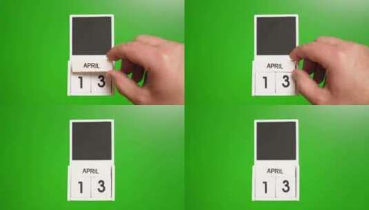 04.绿色背景上日期为4月13日的日历。高清在线视频素材下载