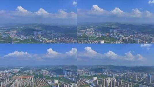 航拍枣庄500米高空看新城高清在线视频素材下载