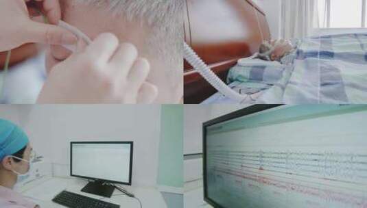 高端医疗医生睡眠描记术研究失眠神经监视屏高清在线视频素材下载