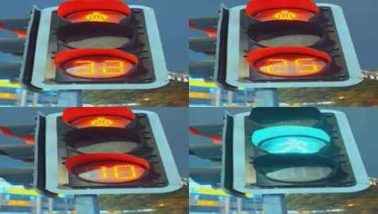 红绿灯信号灯的变换倒计时（4K画质）高清在线视频素材下载