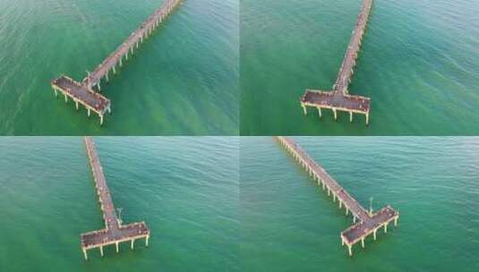 佛罗里达海滨威尼斯钓鱼码头享受假期的人们高清在线视频素材下载