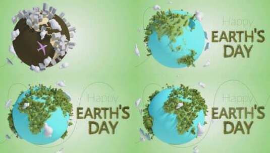 地球日3D旋转绿色星球高清在线视频素材下载