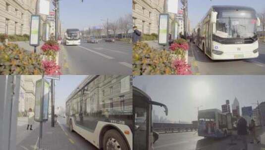 「有版权」原创上海疫情下公交车进出站4K高清在线视频素材下载