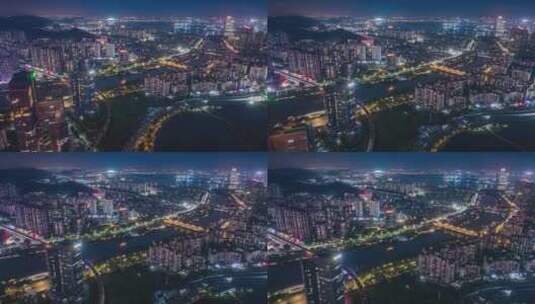 大湾区广州南沙蕉门夜景延时高清在线视频素材下载