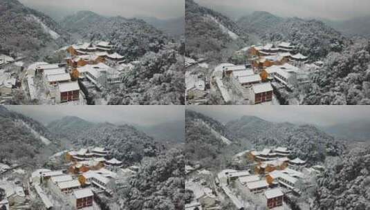 杭州法喜寺雪景浙江雪景古建筑雪景高清在线视频素材下载