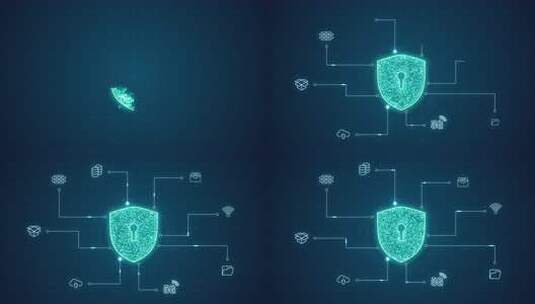 蓝色安全防护罩，线路连接和数据搬迁到未来高清在线视频素材下载