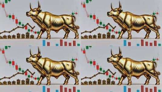 牛市铜牛股市暴涨K线图金融高清在线视频素材下载