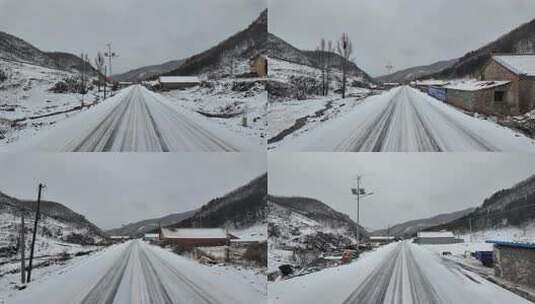 【原创】开车行驶在雪地公路上 下雪开车高清在线视频素材下载