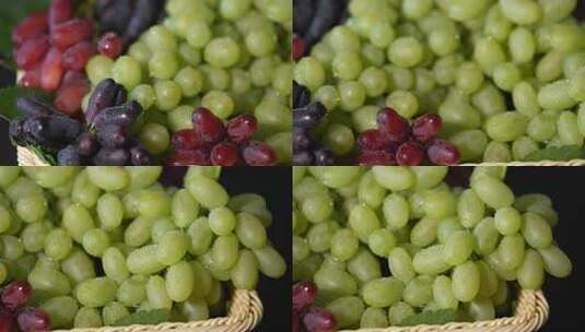 多色新鲜葡萄特写高清在线视频素材下载