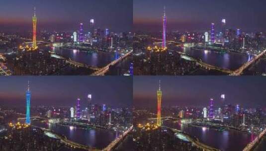 广州珠江新城夜景延时高清在线视频素材下载