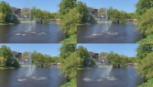城市公园里的喷泉高清在线视频素材下载