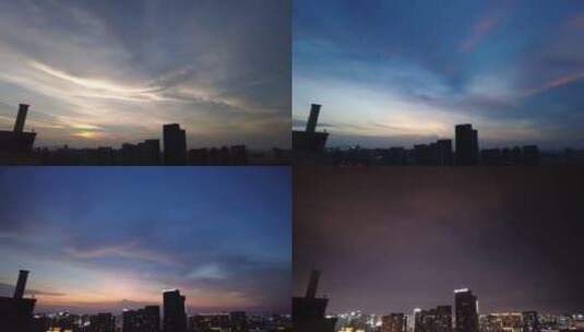 杭州下沙钱塘区城市天空日转夜延时摄影高清在线视频素材下载