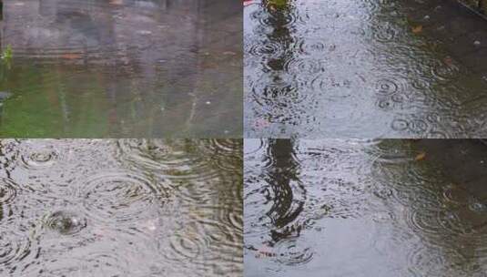 城市马路道路下雨天雨水雨滴大自然风景风光高清在线视频素材下载