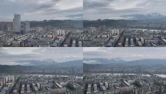 远山叠嶂广元城环绕高清在线视频素材下载