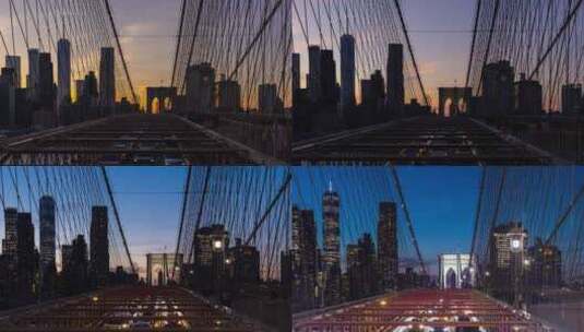 纽约 布鲁克林桥 夜景延时 3-R5高清在线视频素材下载