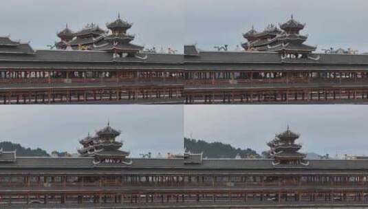 三江侗族自治县古宜大桥航拍高清在线视频素材下载